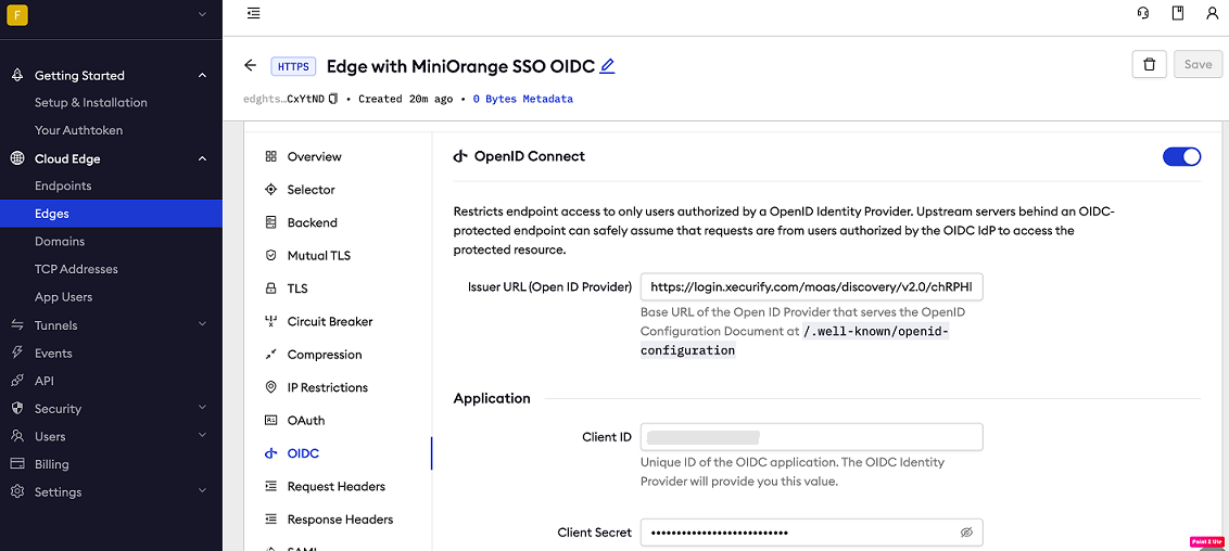 miniOrange config in ngrok